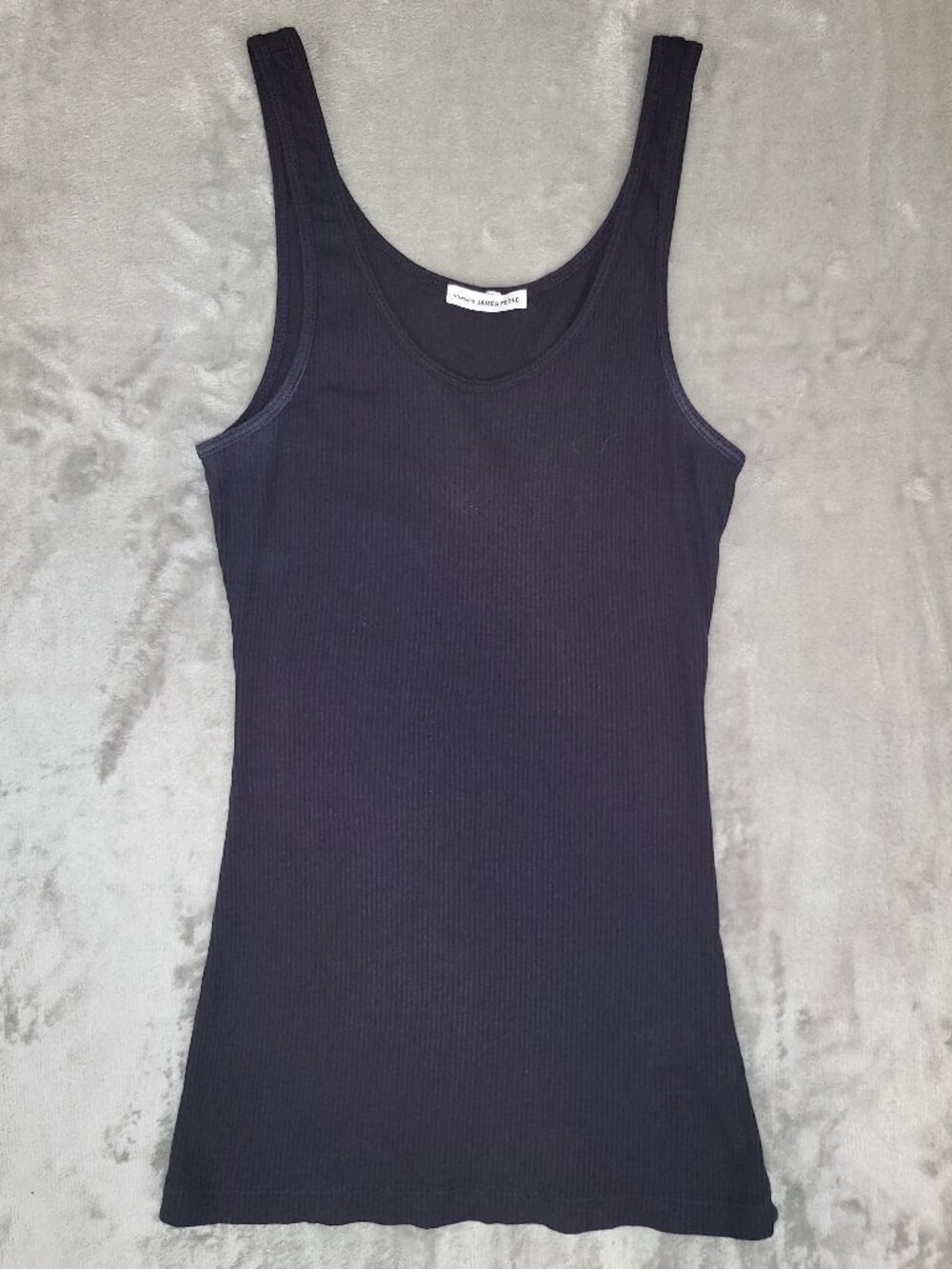 James Perse Standard Black Ribbed Tank Top Scoop Neck Fitted Basic Size 2 (M)